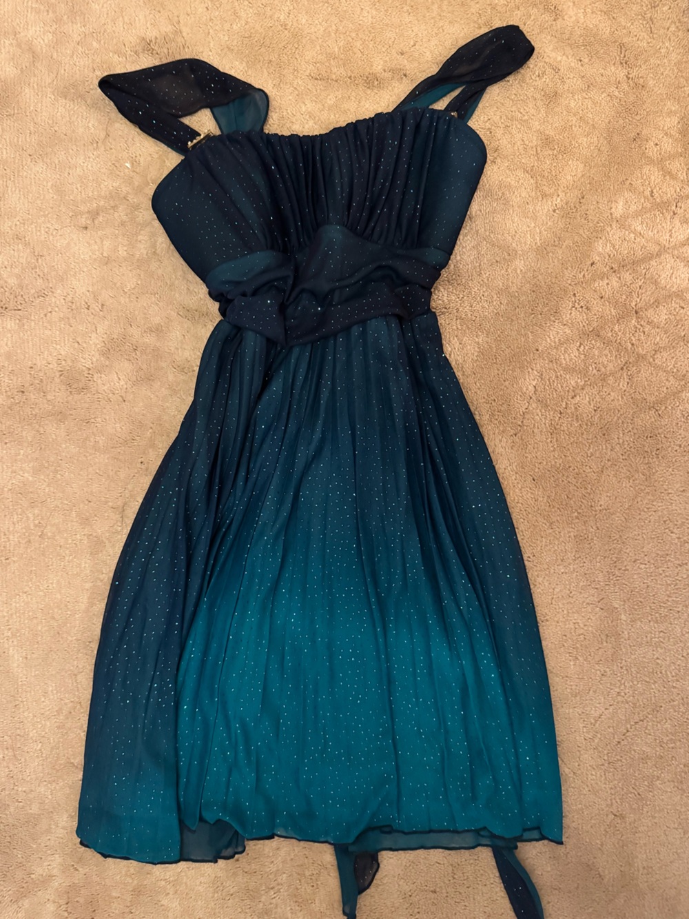 Speechless Teal and Navy Strapless Ombre Gown